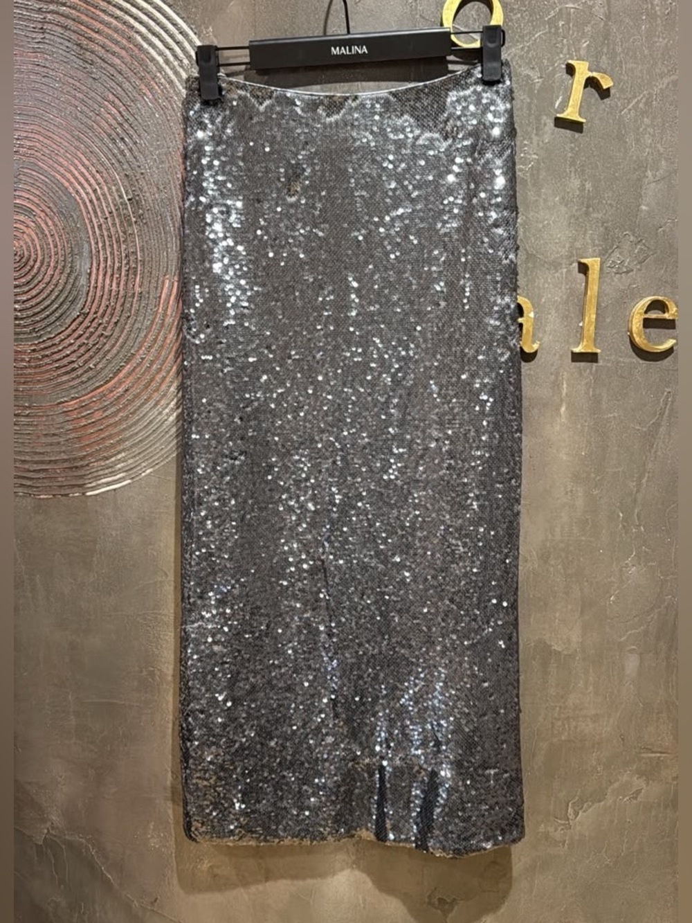 Day Birger et Mikkelsen Silver Sequin Pencil Midi Skirt